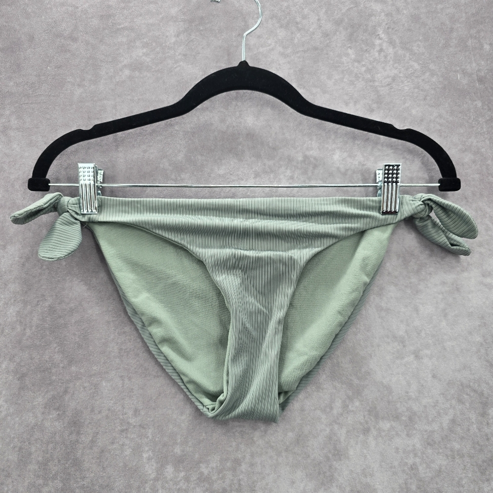 No Boundaries Green‎ Ribbed Side Tie Bikini Bottom Swimwear Small